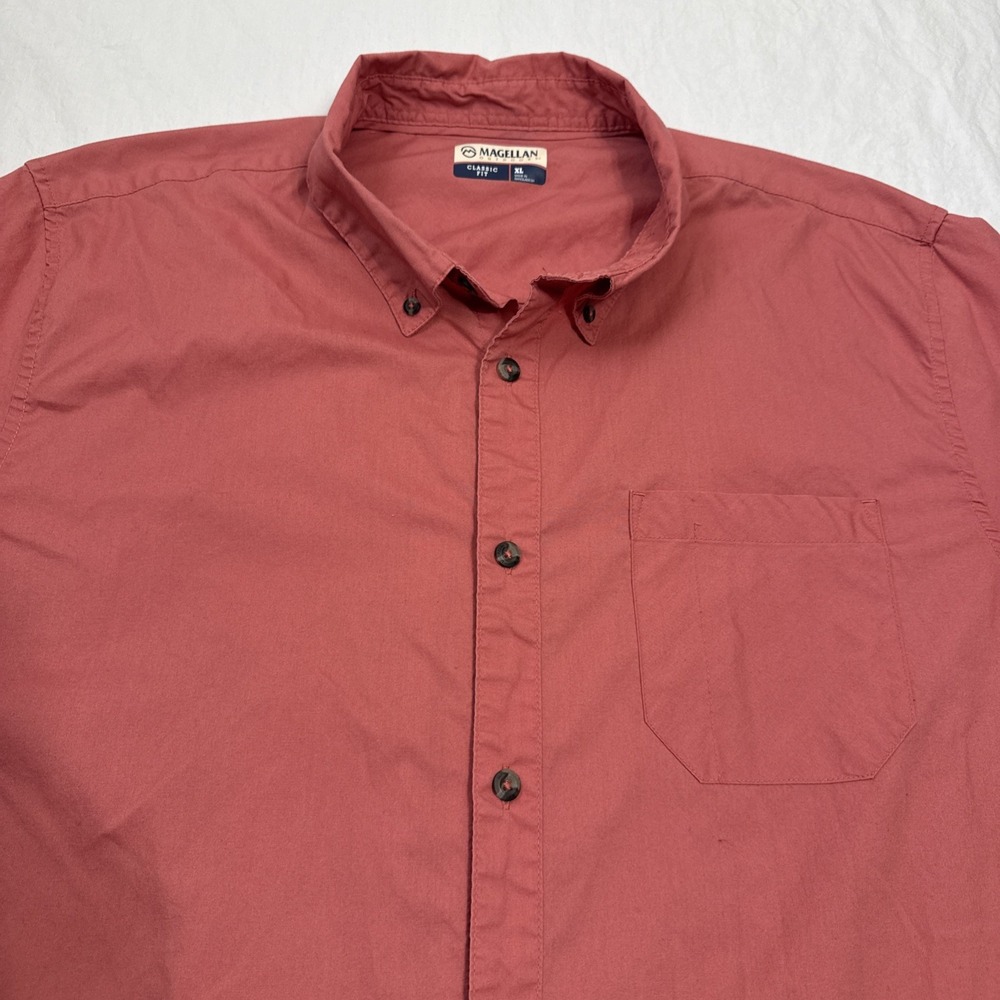 Magellan Fishing Shirt Mens XL Relaxed Fit ORANGE Button Up Short Sleeve Outdoor